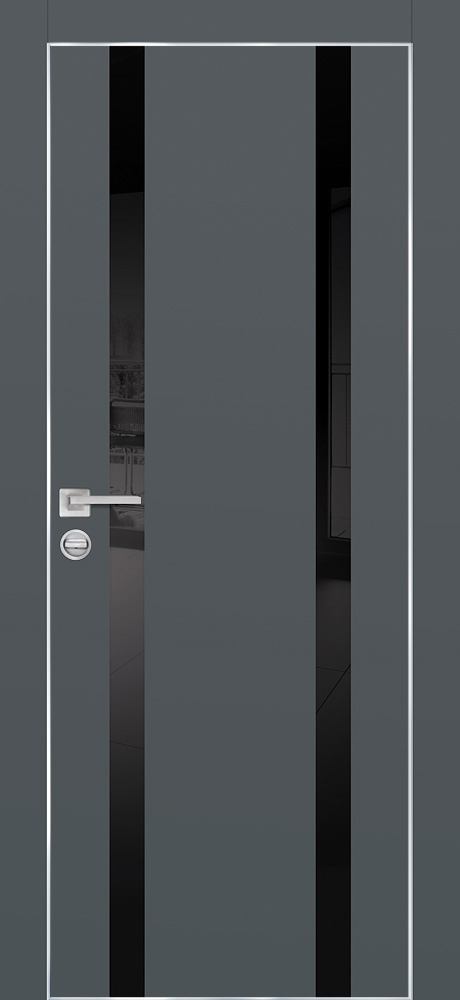 Межкомнатная дверь PX-9  AL кромка с 4-х ст. Графит матовый