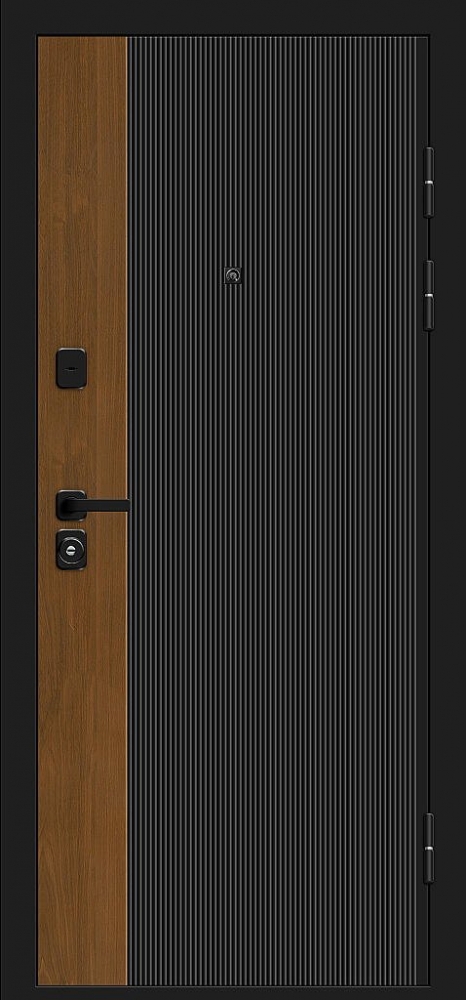 Дверь Optim Z-2 Вертикаль Муар черный-Грецкий Орех/Белый BR6178